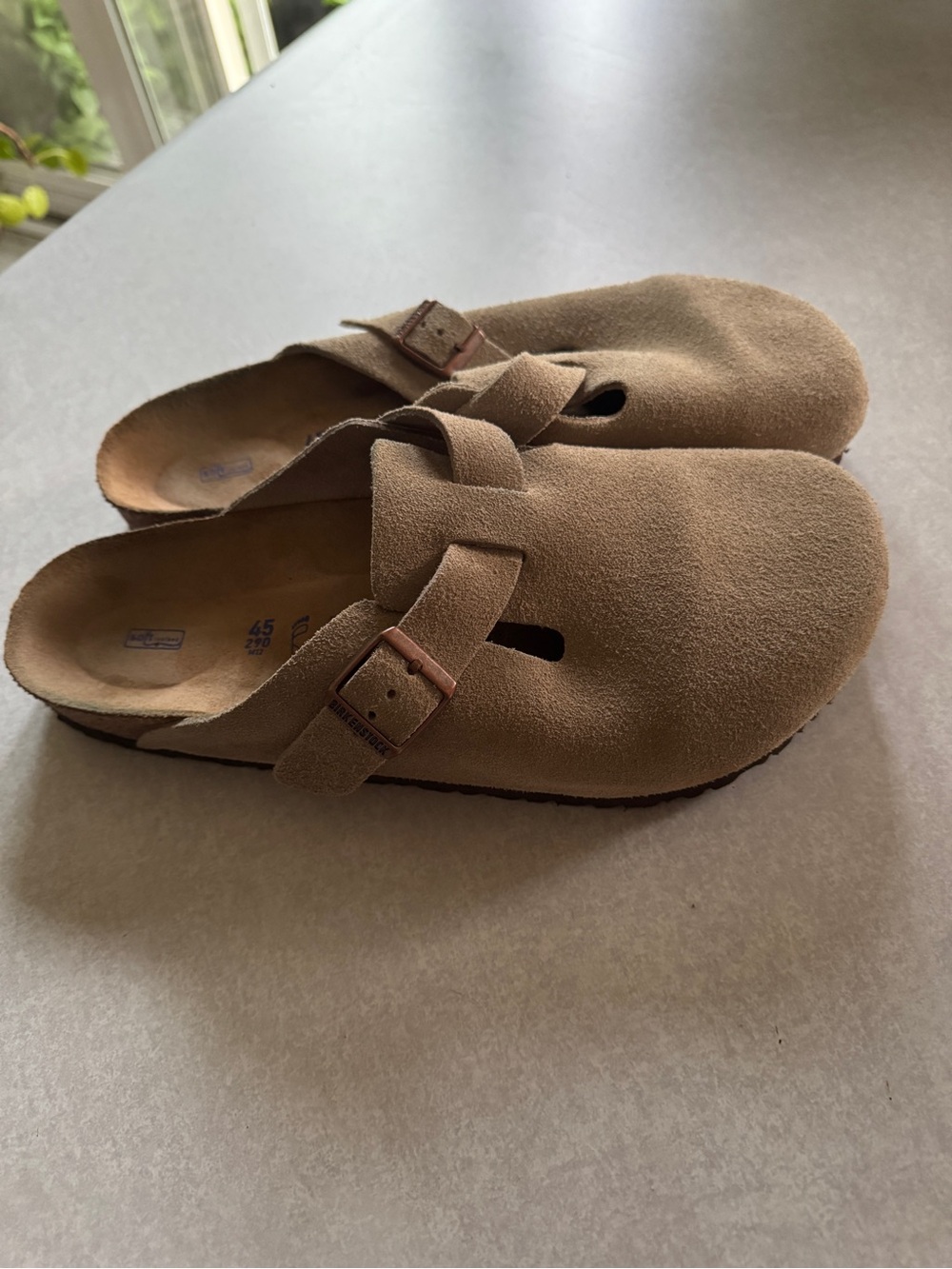 Men’s Taupe Birkenstock Suede Clog Size 45 US Men’s 12-12.5